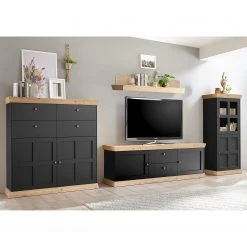 Ridgevalley Wohnwand Maiossa III (4-teilig) - Anthrazit / Eiche Dekor