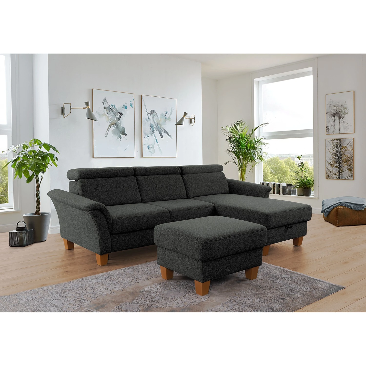 Fredriks Polsterhocker Eustis - Flachgewebe Amra: Anthrazit 2 Fredriks Polsterhocker Eustis - Flachgewebe Amra: Anthrazit – Bild 2