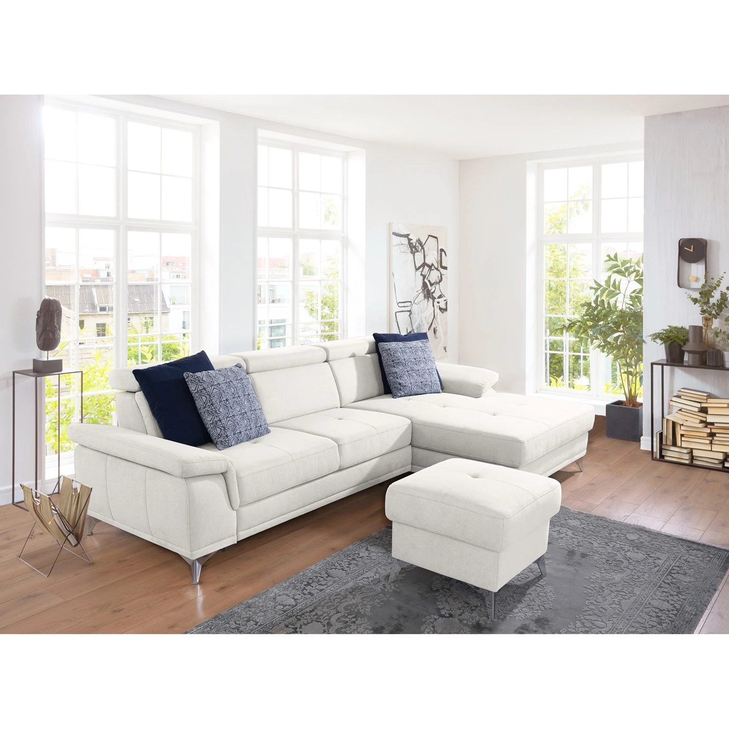 Fredriks Ecksofa DeWitt - Flachgewebe Olea: Silber - Longchair davorstehend rechts - Ohne Schlaffunktion 2 Fredriks Ecksofa DeWitt - Flachgewebe Olea: Silber - Longchair davorstehend rechts - Ohne Schlaffunktion – Bild 2
