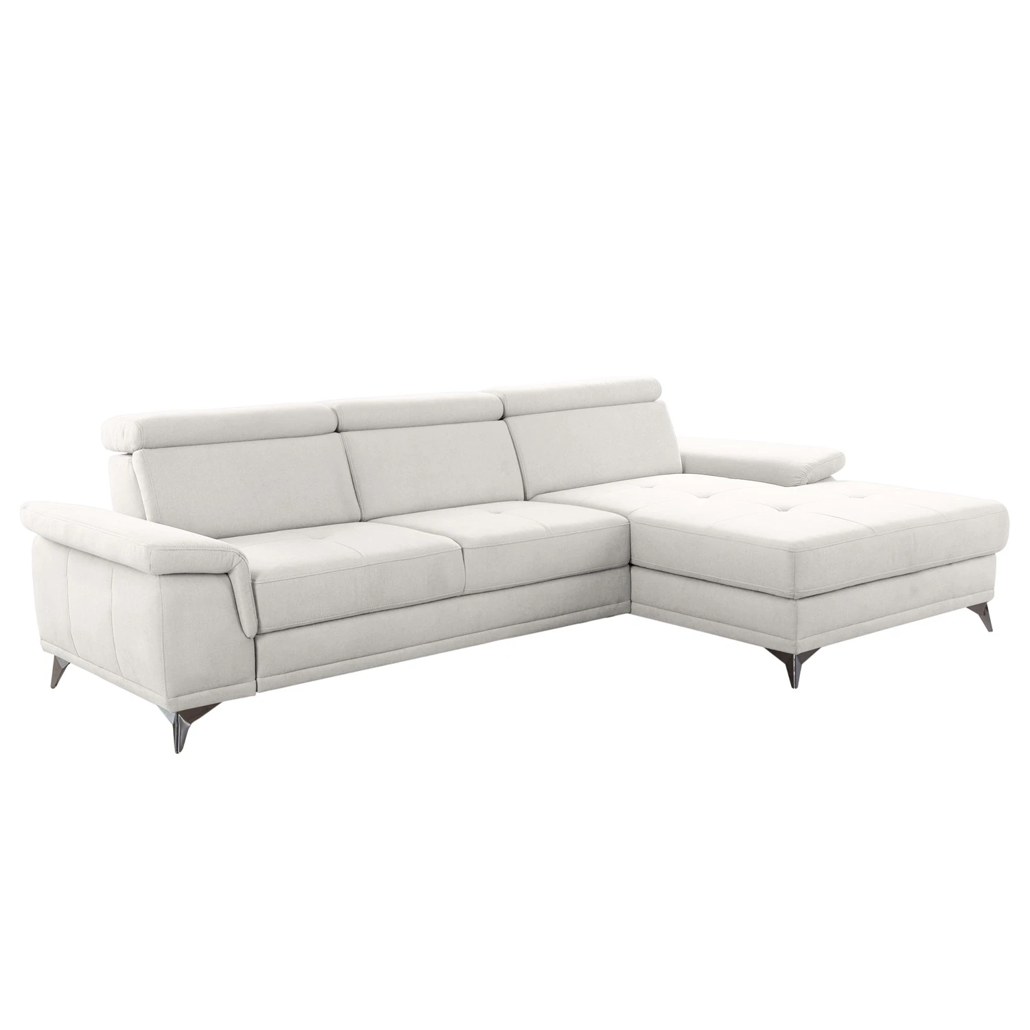 Fredriks Ecksofa DeWitt - Flachgewebe Olea: Silber - Longchair davorstehend rechts - Ohne Schlaffunktion 1 Fredriks Ecksofa DeWitt - Flachgewebe Olea: Silber - Longchair davorstehend rechts - Ohne Schlaffunktion