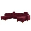 Fredriks Wohnlandschaft Ford Point - Webstoff Palila: Beere - Ottomane davorstehend links - Mit Schlaffunktion