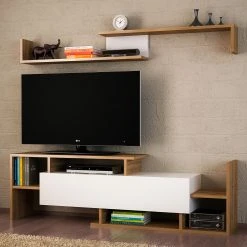 Loftscape Wohnkombination Dindori (2-teilig) - Weiß / Walnuss Dekor