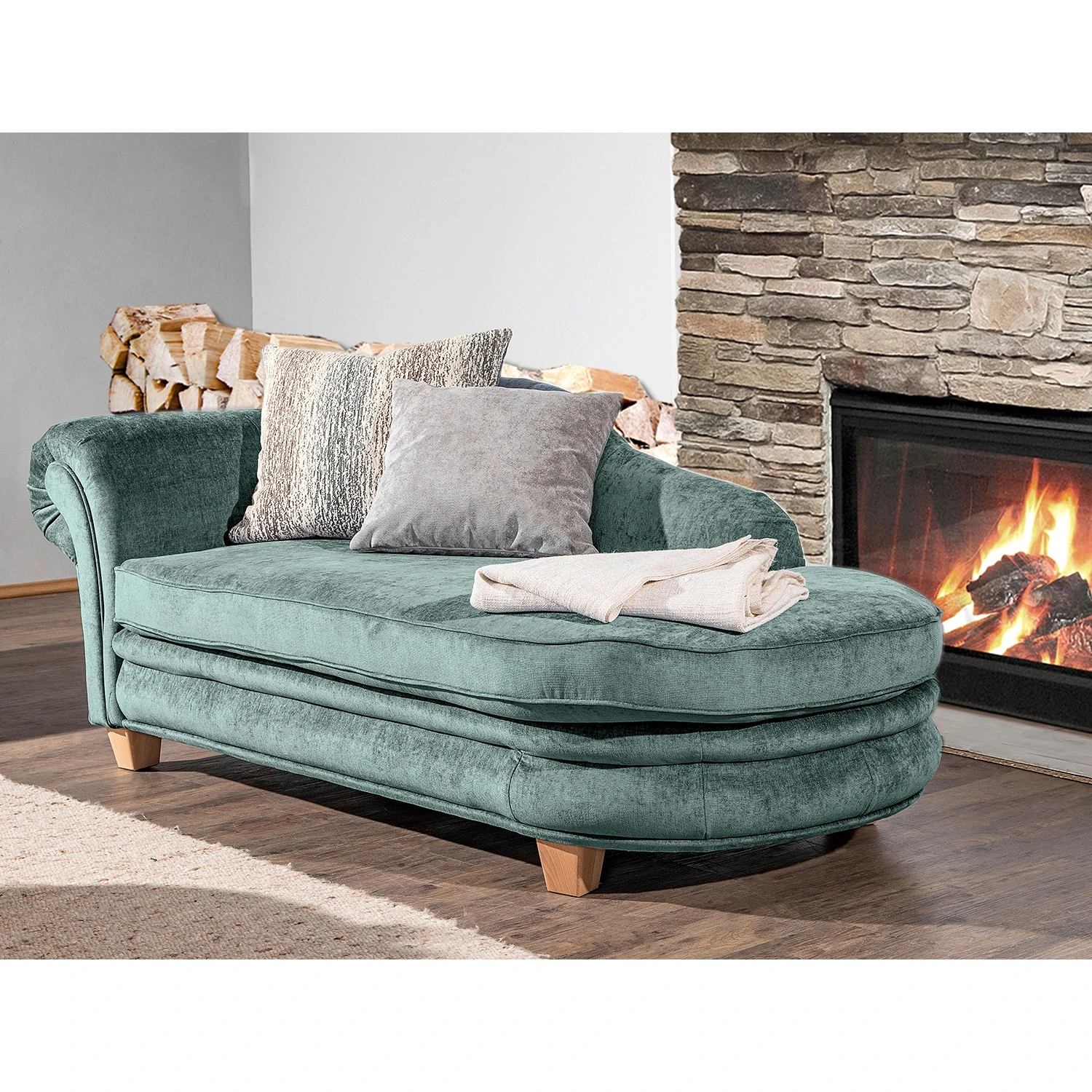 Ridgevalley Recamiere Salvator - Samt Saidy: Blaugrau - Armlehne davorstehend links 2 Ridgevalley Recamiere Salvator - Samt Saidy: Blaugrau - Armlehne davorstehend links – Bild 2