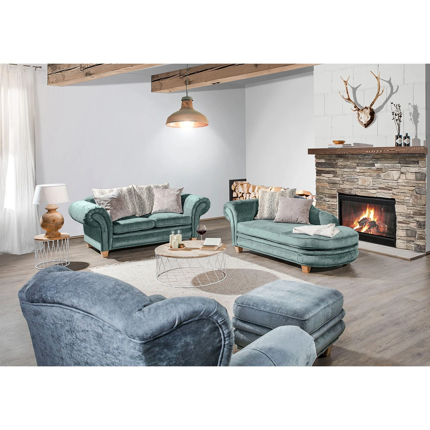 Ridgevalley Recamiere Salvator - Samt Saidy: Blaugrau - Armlehne davorstehend links 3 Ridgevalley Recamiere Salvator - Samt Saidy: Blaugrau - Armlehne davorstehend links – Bild 3