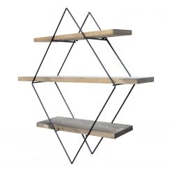 Red Living Wandregal Willes I - Fichte massiv / Metall - Fichte / Schwarz