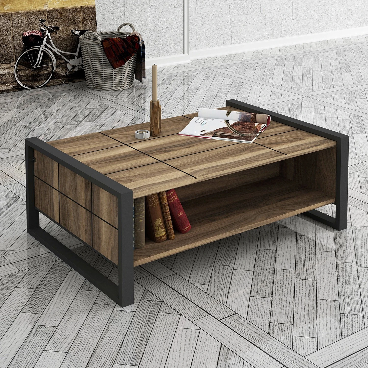 Red Living Couchtisch Lando - Walnuss Dekor / Grau 5 Red Living Couchtisch Lando - Walnuss Dekor / Grau – Bild 5