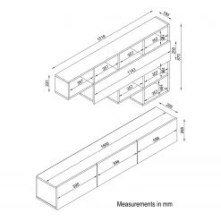 Loftscape Wohnwand Dovery (2-teilig) - Walnuss Dekor / Weiß -Wohnzimmermöbel boutique en ligne 1000314886 211214 133832000585 SKETCH DETAILS P000000001000314886 sketch