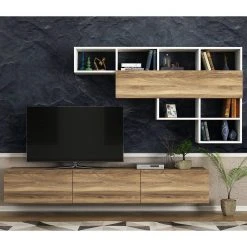 Loftscape Wohnwand Dovery (2-teilig) - Walnuss Dekor / Weiß