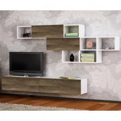 Loftscape Wohnkombination Agency (2-teilig) - Weiß / Walnuss Dekor