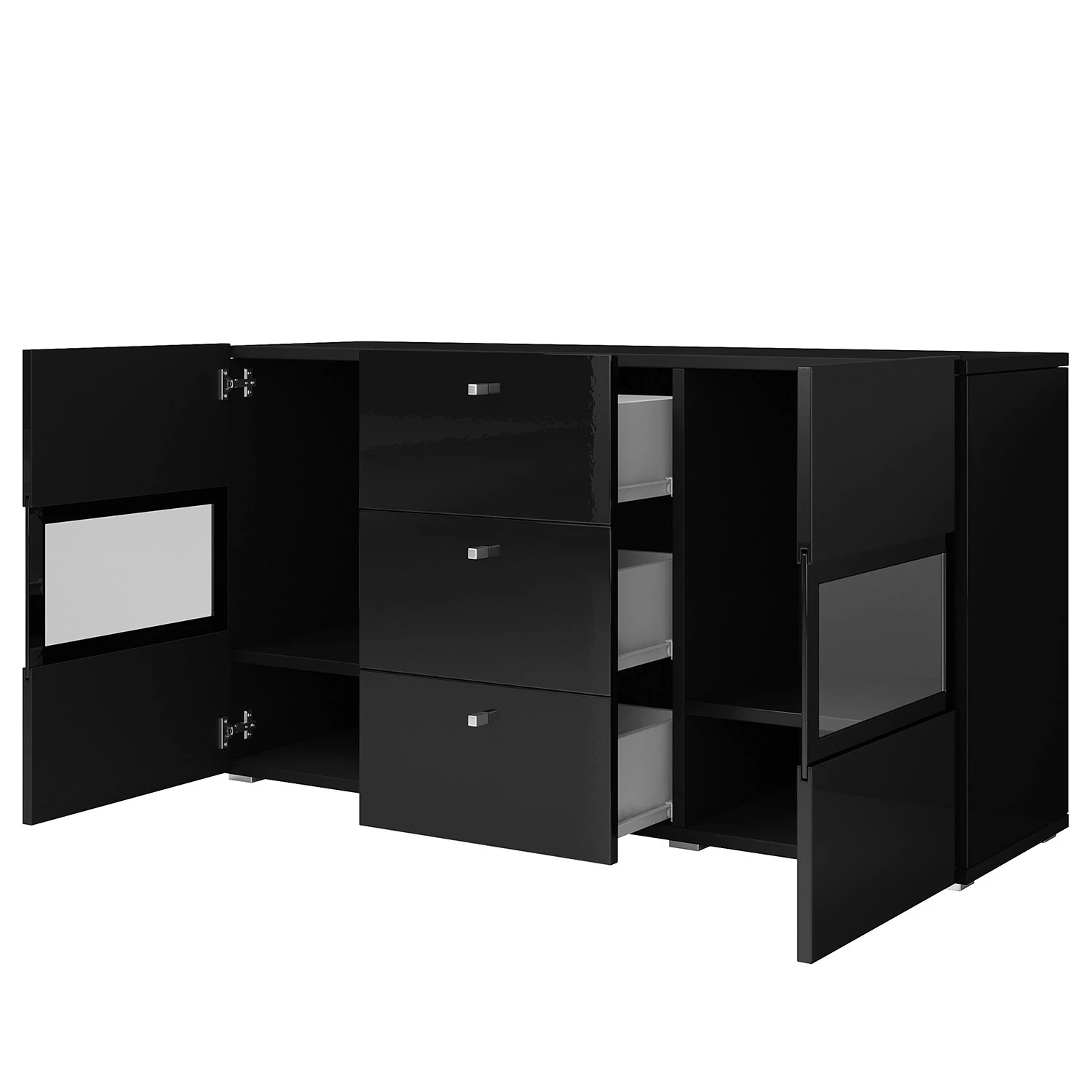 Loftscape Sideboard Adschman - Hochglanz Schwarz / Matt Schwarz 4 Loftscape Sideboard Adschman - Hochglanz Schwarz / Matt Schwarz – Bild 4