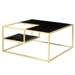 Jack & Alice Couchtisch Nooble - Mango massiv / Metall - Mango Schwarz / Gold