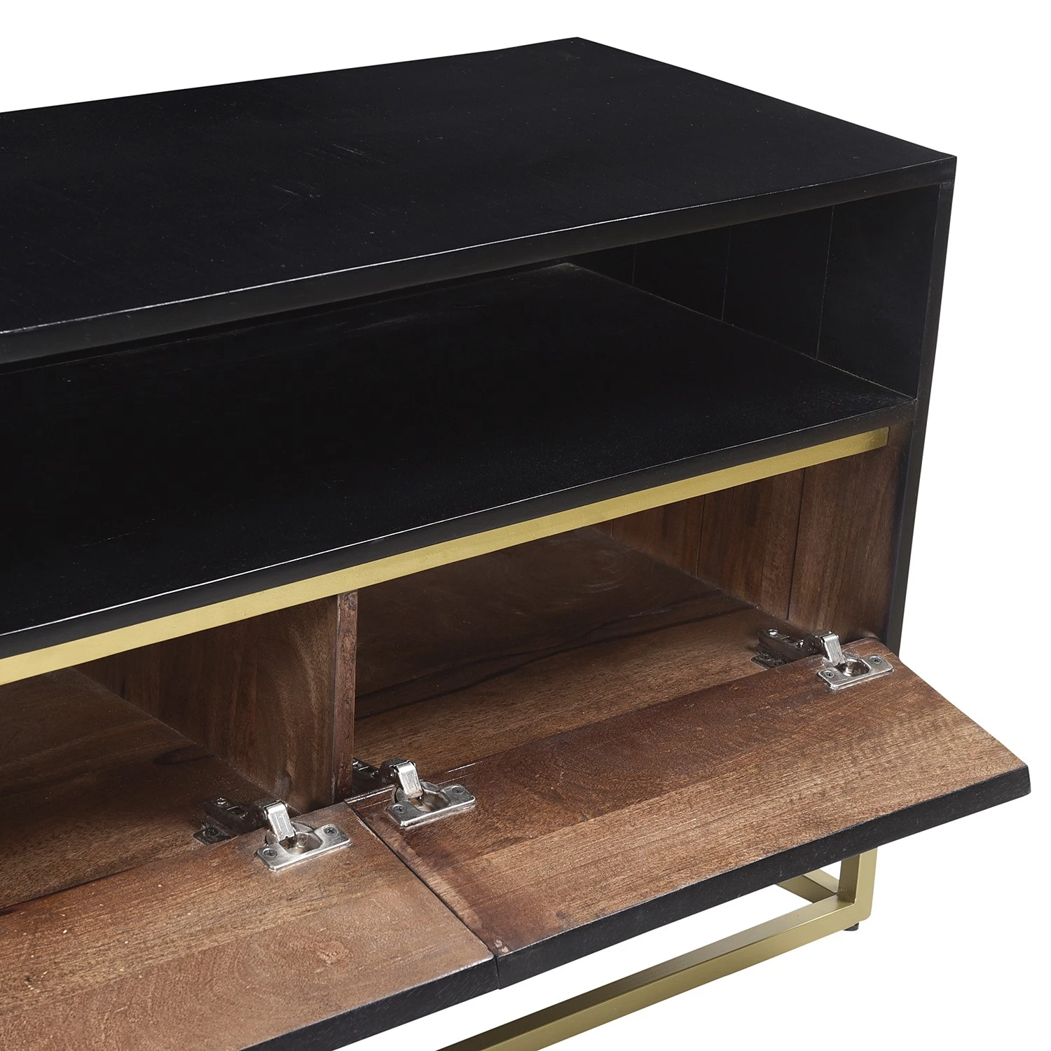 Jack & Alice TV-Lowboard Nooble - Mango massiv / Metall - Mango Schwarz / Gold 6 Jack & Alice TV-Lowboard Nooble - Mango massiv / Metall - Mango Schwarz / Gold – Bild 6