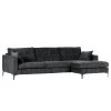 Loftscape Ecksofa Goodluck - Samt Saidy: Anthrazit - Ottomane davorstehend rechts