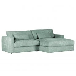 Loftscape Ecksofa Izumo - Cordstoff Coco: Hellblau - Ottomane davorstehend rechts