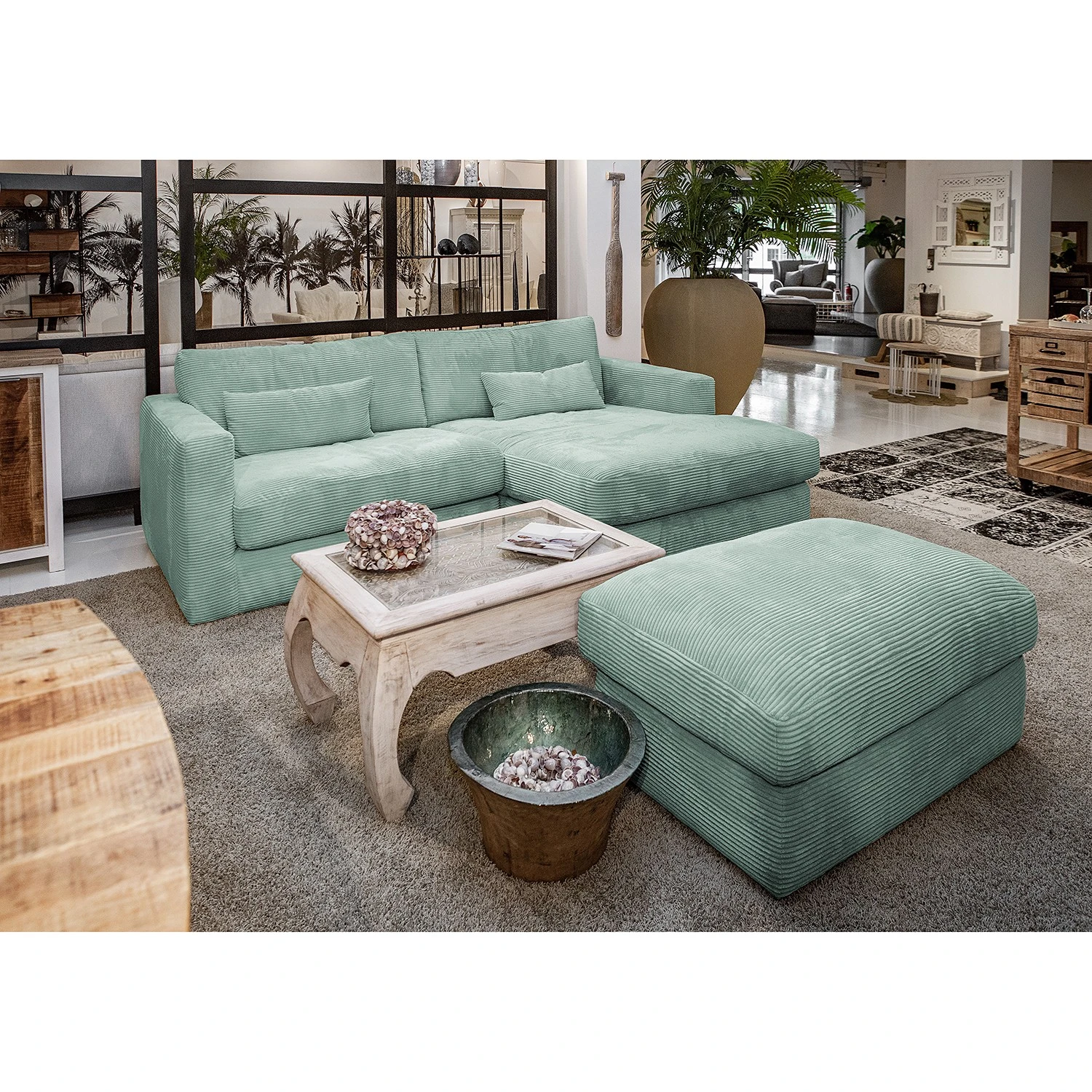 Loftscape Ecksofa Izumo - Cordstoff Coco: Hellblau - Ottomane davorstehend rechts 2 Loftscape Ecksofa Izumo - Cordstoff Coco: Hellblau - Ottomane davorstehend rechts – Bild 2