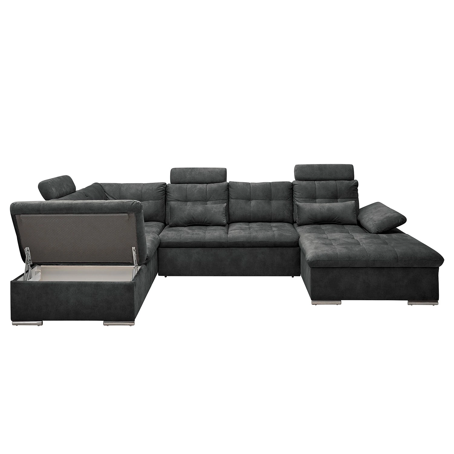 Fredriks Wohnlandschaft Puntiro III - Microfaser Salvo: Anthrazit - Longchair davorstehend rechts / Ottomane links - Mit Schlaffunktion 10 Fredriks Wohnlandschaft Puntiro III - Microfaser Salvo: Anthrazit - Longchair davorstehend rechts / Ottomane links - Mit Schlaffunktion – Bild 10