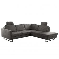 Eckosfoa Godow I - Microfaser Flavie: Grau - Ottomane davorstehend rechts