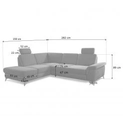 Loftscape Ecksofa Dearborn - Chenille Alix: Espresso - Ottomane davorstehend links - Mit Schlaffunktion -Wohnzimmermöbel boutique en ligne 1000317118 220120 115539001464 SKETCH DETAILS P000000001000317118 sketch