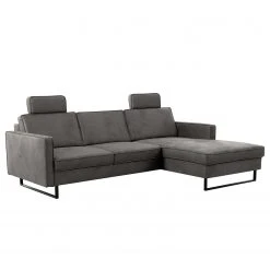 Loftscape Ecksofa Godow II - Microfaser Flavie: Grau - Longchair davorstehend rechts