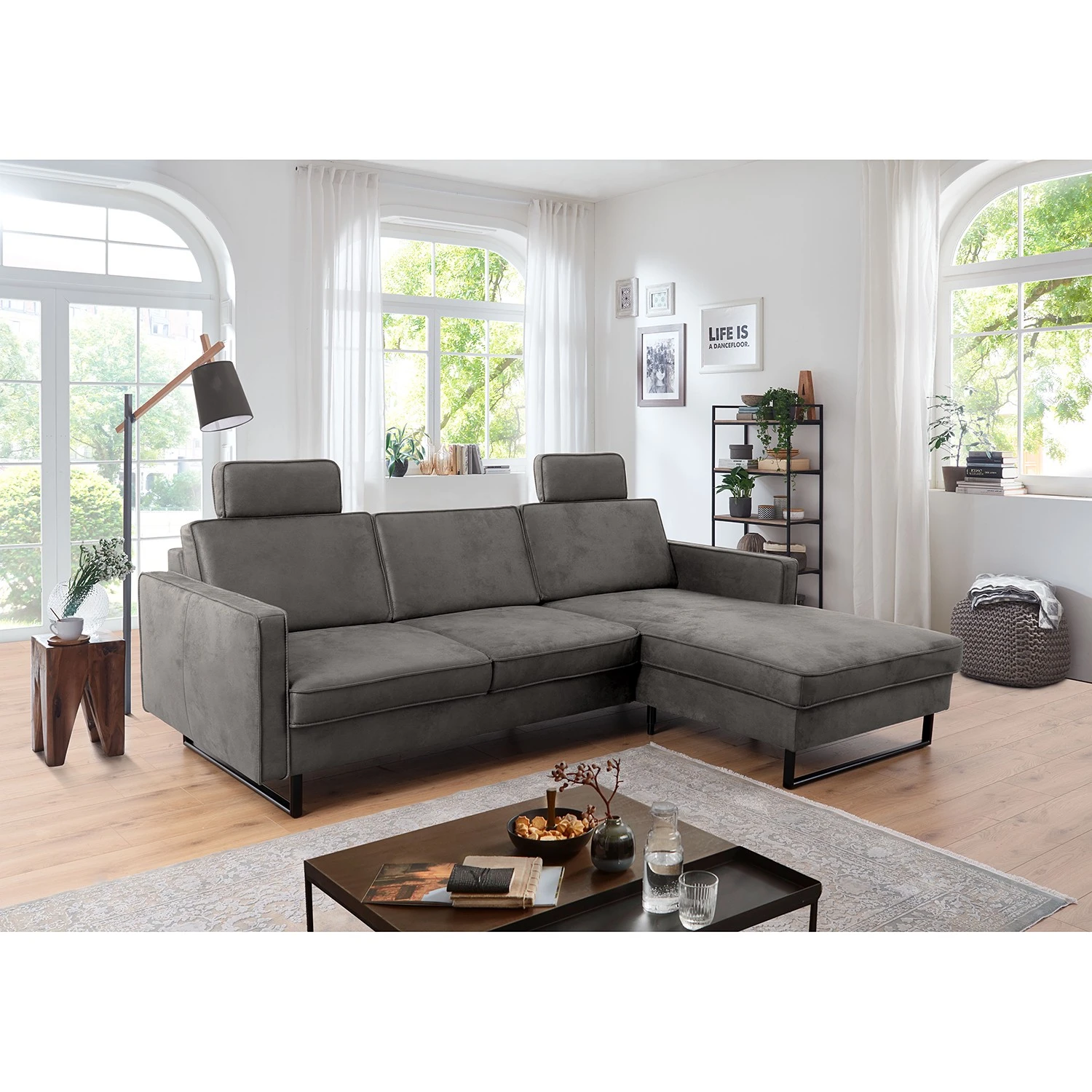 Loftscape Ecksofa Godow II - Microfaser Flavie: Grau - Longchair davorstehend rechts 2 Loftscape Ecksofa Godow II - Microfaser Flavie: Grau - Longchair davorstehend rechts – Bild 2