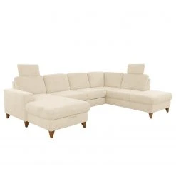 Loftscape Wohnlandschaft Gothem - Webstoff Palila: Creme - Ottomane davorstehend rechts - Mit Schlaffunktion