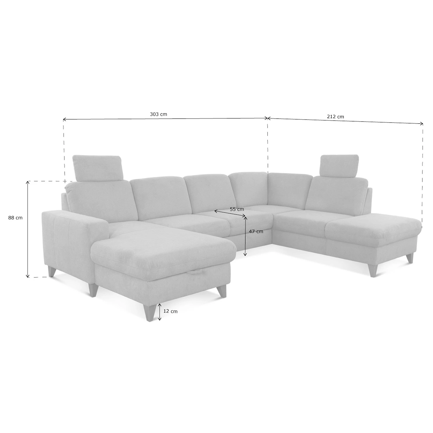 Loftscape Wohnlandschaft Gothem - Webstoff Palila: Creme - Ottomane davorstehend rechts - Mit Schlaffunktion 15 Loftscape Wohnlandschaft Gothem - Webstoff Palila: Creme - Ottomane davorstehend rechts - Mit Schlaffunktion – Bild 15