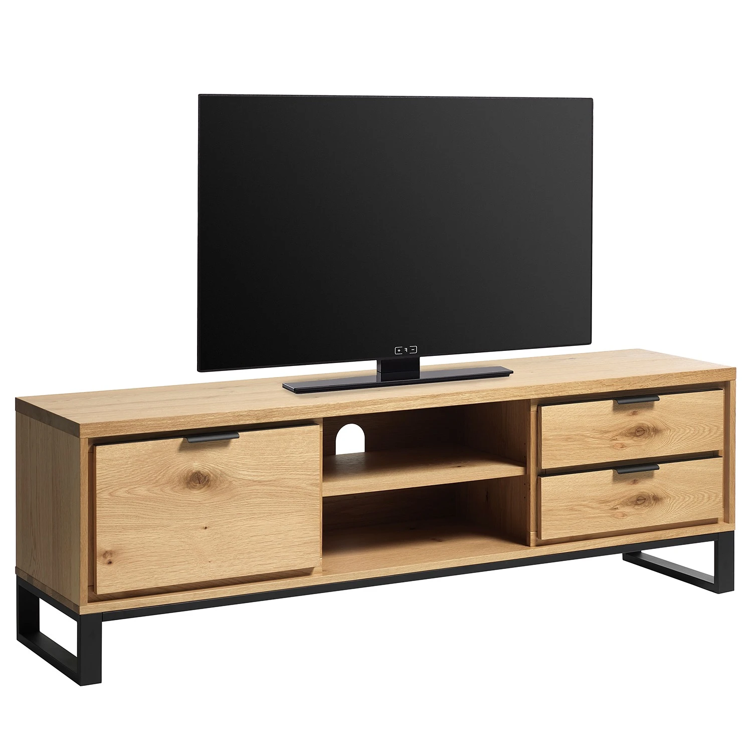 Loftscape TV-Lowboard Limoges - Echtholzfurnier / Metall - Eiche / Schwarz 1 Loftscape TV-Lowboard Limoges - Echtholzfurnier / Metall - Eiche / Schwarz