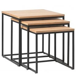 Red Living Beistelltisch Ratho I (3er-Set) - Echtholzfurnier / Metall - Eiche / Schwarz -Wohnzimmermöbel boutique en ligne 1000319431 220107 10192900098 DETAILS P000000001000319431