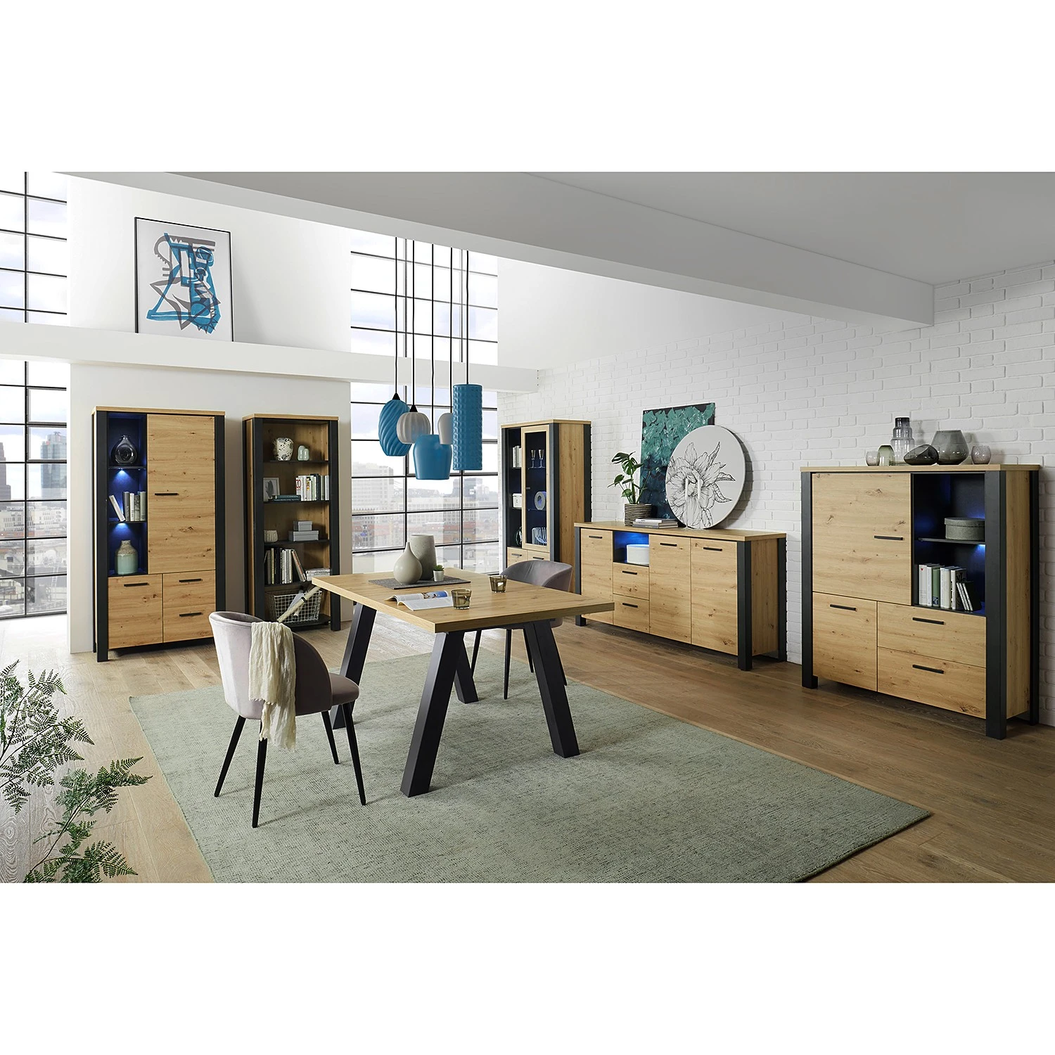 Red Living Sideboard Zagora - Asteiche Dekor / Schwarz 2 Red Living Sideboard Zagora - Asteiche Dekor / Schwarz – Bild 2