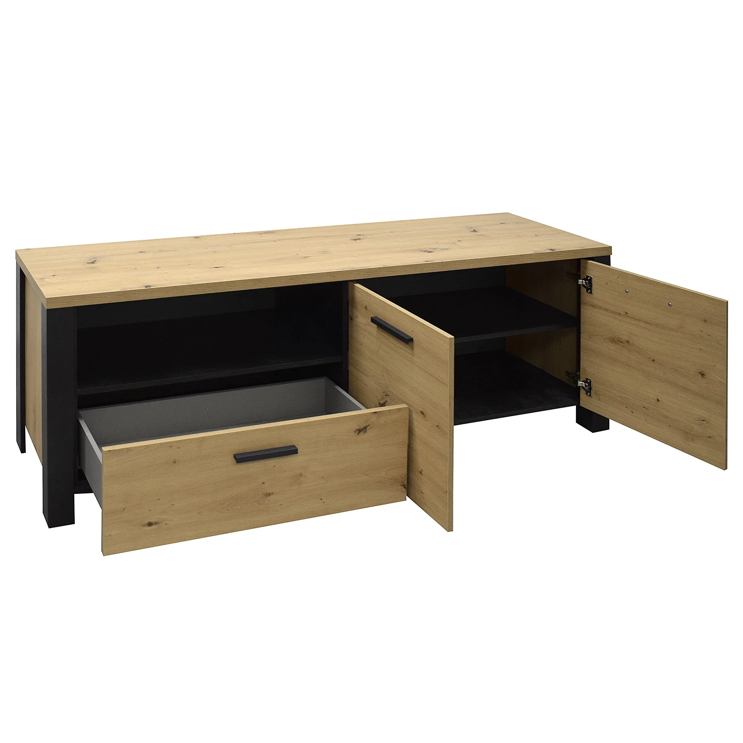 Red Living TV-Lowboard Zagora - Asteiche Dekor / Schwarz 4 Red Living TV-Lowboard Zagora - Asteiche Dekor / Schwarz – Bild 4