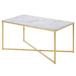 Fredriks Couchtisch Katori VIII - Glas / Metall - Marmor Weiß Dekor / Gold