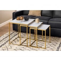 Fredriks Beistelltisch Katori I (3er-Set) - Glas / Metall - Marmor Weiß Dekor / Gold -Wohnzimmermöbel boutique en ligne 1000330562 220208 14502400021 MOOD DETAILS P000000001000330562 mood