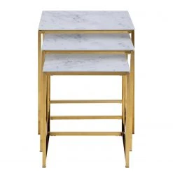 Fredriks Beistelltisch Katori I (3er-Set) - Glas / Metall - Marmor Weiß Dekor / Gold -Wohnzimmermöbel boutique en ligne 1000330562 220208 14502400040 DETAILS P000000001000330562