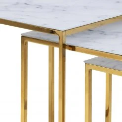 Fredriks Beistelltisch Katori I (3er-Set) - Glas / Metall - Marmor Weiß Dekor / Gold -Wohnzimmermöbel boutique en ligne 1000330562 220208 14502500070 DETAILS P000000001000330562
