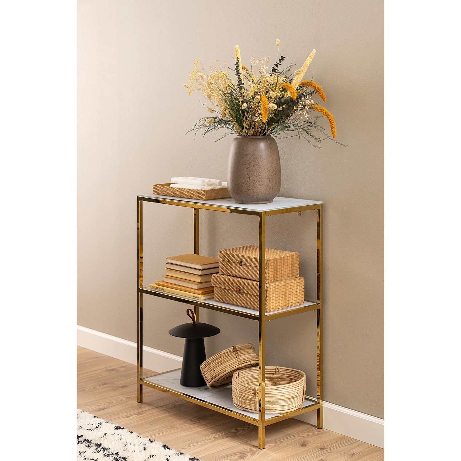 Fredriks Regal Katori II - Glas / Metall - Marmor Weiß Dekor / Gold 2 Fredriks Regal Katori II - Glas / Metall - Marmor Weiß Dekor / Gold – Bild 2