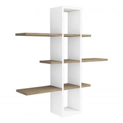 Loftscape Wandregal Valletta - Weiß / Walnuss Dekor