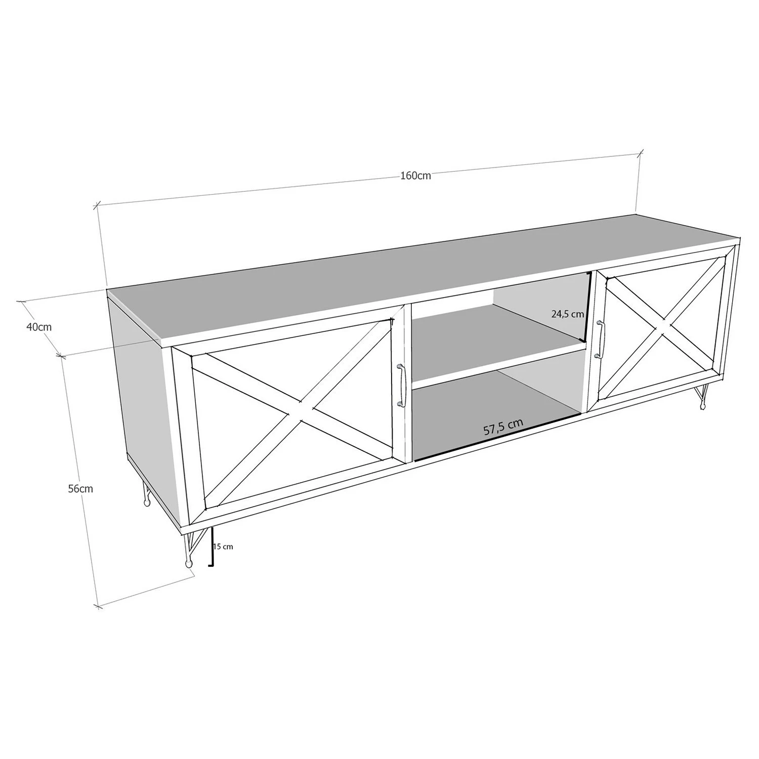 Red Living TV-Lowboard Vallrun - Kiefer Dekor / Anthrazit 4 Red Living TV-Lowboard Vallrun - Kiefer Dekor / Anthrazit – Bild 4