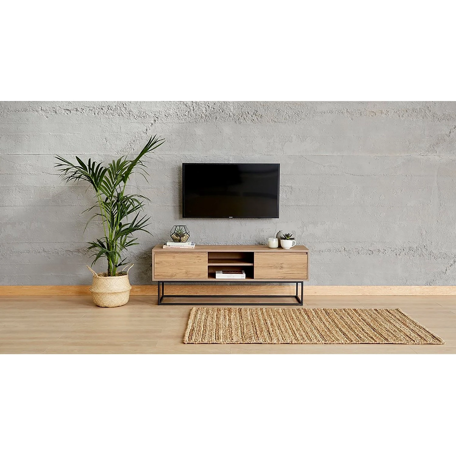 Red Living TV-Lowboard Tirano - Metall - Walnuss Hell Dekor / Schwarz 2 Red Living TV-Lowboard Tirano - Metall - Walnuss Hell Dekor / Schwarz – Bild 2