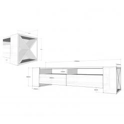 Loftscape TV-Lowboard Varel - Weiß / Walnuss Dekor -Wohnzimmermöbel boutique en ligne 1000333640 220302 500 SKETCH DETAILS P000000001000333640 sketch