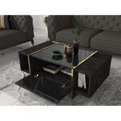 Loftscape Couchtisch Vidal - Marmor Schwarz Dekor / Walnuss Dekor / Gold -Wohnzimmermöbel boutique en ligne 1000333651 220302 021 MOOD DETAILS P000000001000333651 mood