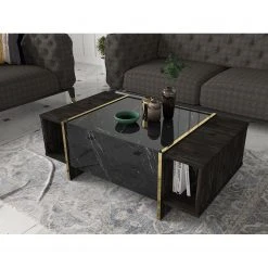 Loftscape Couchtisch Vidal - Marmor Schwarz Dekor / Walnuss Dekor / Gold -Wohnzimmermöbel boutique en ligne 1000333651 220302 022 MOOD DETAILS P000000001000333651 mood