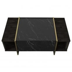 Loftscape Couchtisch Vidal - Marmor Schwarz Dekor / Walnuss Dekor / Gold -Wohnzimmermöbel boutique en ligne 1000333651 220302 030 DETAILS P000000001000333651