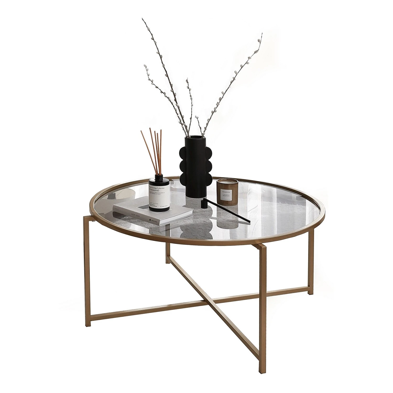 Loftscape Couchtisch Sedan I - Glas / Metall - Gold 5 Loftscape Couchtisch Sedan I - Glas / Metall - Gold – Bild 5