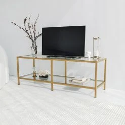 Loftscape TV-Rack Nibas - Glas / Metall - Gold -Wohnzimmermöbel boutique en ligne 1000333693 220302 025 MOOD DETAILS P000000001000333693 mood