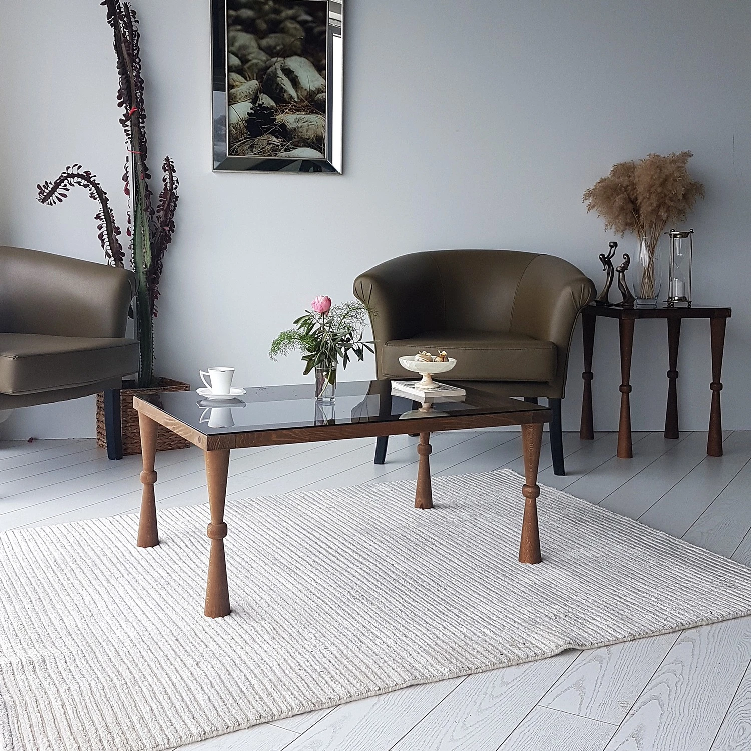 Ars Natura Beistelltisch Donatella - Glas / Walnuss massiv - Rauchschwarz / Walnuss 6 Ars Natura Beistelltisch Donatella - Glas / Walnuss massiv - Rauchschwarz / Walnuss – Bild 6