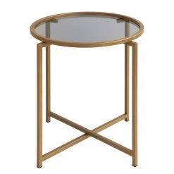 Loftscape Beistelltisch Guichen I - Glas / Metall - Rauchschwarz / Gold