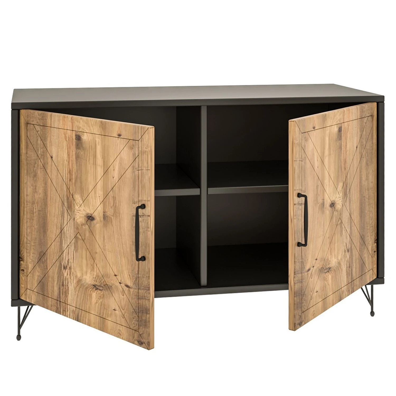 Red Living Kommode Vallrun - Kiefer Dekor / Anthrazit 3 Red Living Kommode Vallrun - Kiefer Dekor / Anthrazit – Bild 3