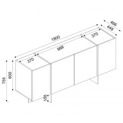 Loftscape Sideboard Vidal - Marmor Schwarz Dekor / Gold -Wohnzimmermöbel boutique en ligne 1000333728 220302 500 SKETCH DETAILS P000000001000333728 sketch