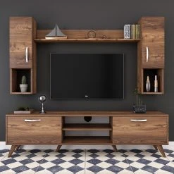 Red Living Wohnkombination Rangun II (4-teilig) - Walnuss Dekor