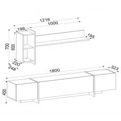 Loftscape Wohnkombination Vidal (2-teilig) - Marmor Schwarz Dekor / Walnuss Dekor / Gold -Wohnzimmermöbel boutique en ligne 1000333732 220302 500 SKETCH DETAILS P000000001000333732 sketch